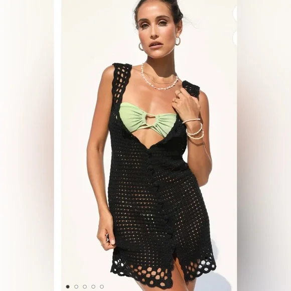 black crochet cover up dress Gottex Beach Life Geometric Crochet Maxi Dress Cover-Up main image 1